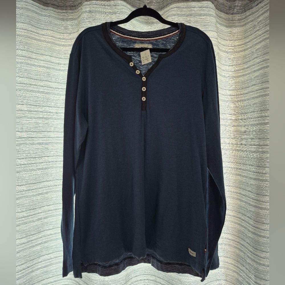 Blue Long Sleeve Henley Shirt